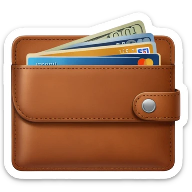 portefeuille marron avec quelques billets et carte bancaire sticker