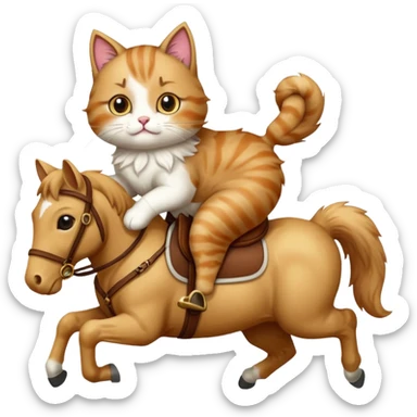 cat riding a horse sticker