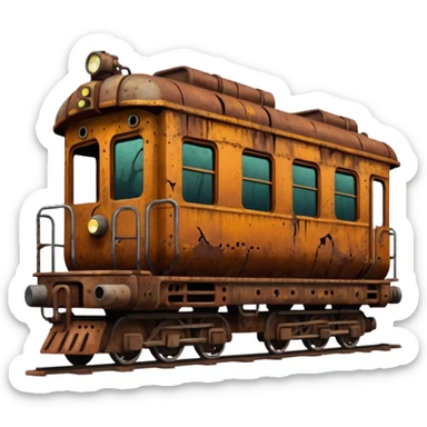 Front of a zombie-faced post-apocalyptic underground train. sticker