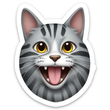 gray striped cat with open mouth sticker