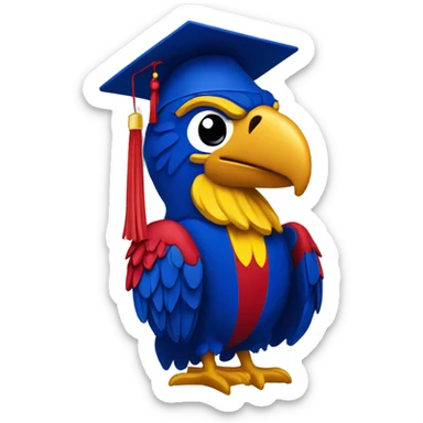 kansas jayhawk logo with grad cap sticker