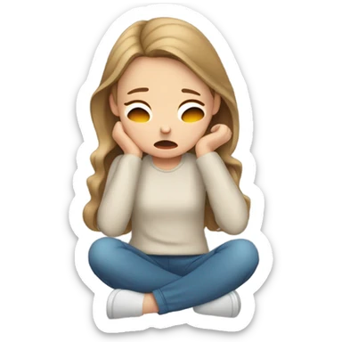  White girl ashamed of herself of hiding face in hands sticker