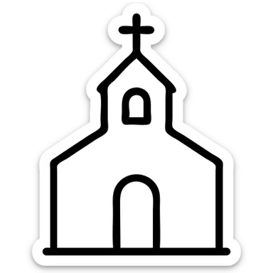 outlined icon of a church, simple and clean, no fill sticker