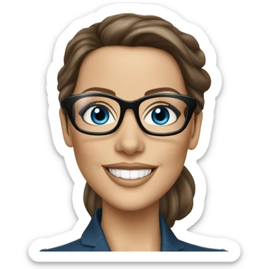 Kate Beckinsale, glasses, blue eyes happy elegant lifelike  sticker