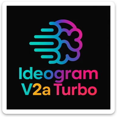 make a colorful text of "Ideogram V2a Turbo", black background, add this logo too sticker