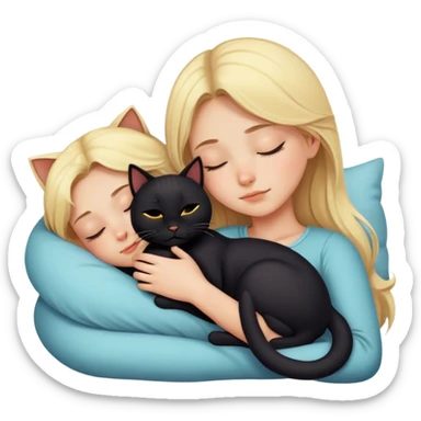 Blonde girl sleeping with black cat sticker