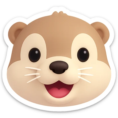 Show only the face of a cream color otter, keep it cute and simple, no background, clean isolated face portrait, minimalistic style. sticker