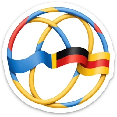 Integration symbol with German and Ukrainian flags connecting sticker