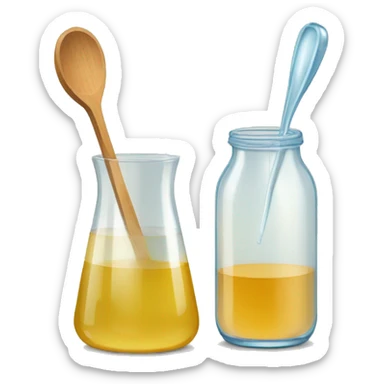 bottle of vinegar and a glass of water with a spoon sticking inside the glass sticker