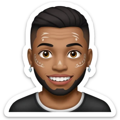 A black/mixed man tattooed face with silver and diamond teeths sticker