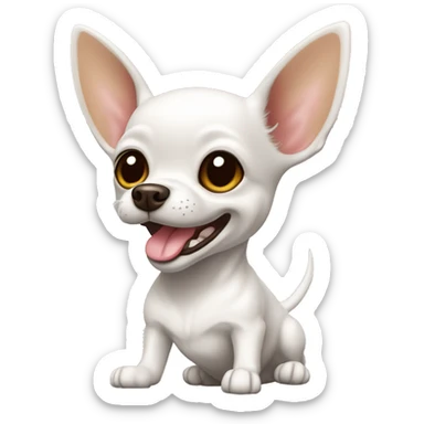 Perrito chihuahua color blanco completamente con lengüita de fuera y sonrisa  sticker