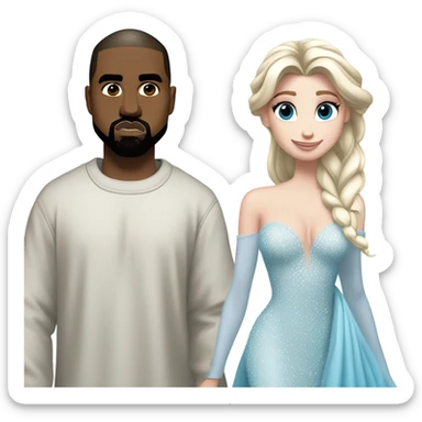 Kanye West with Elsa sticker