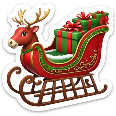 create a realistic Christmas sleigh sticker