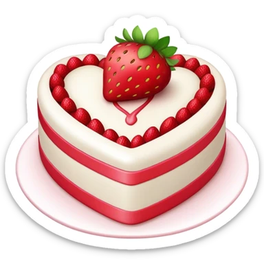 strawberry heart cake sticker