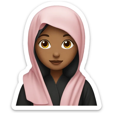 a girl in abaya with hearts sticker