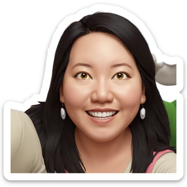 smiling girl with animal ears sticker