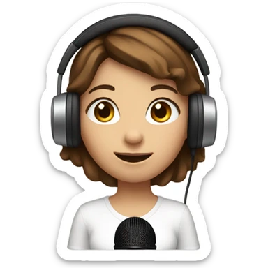 girl with Brown  hair records a podcast sticker