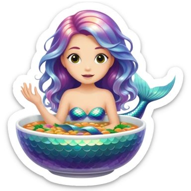 Mermaid in soup bowl sticker