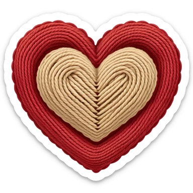 Knitted beige yarn heart sticker