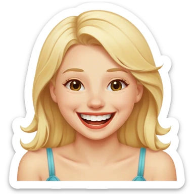 Blonde girl laughing portrait  sticker