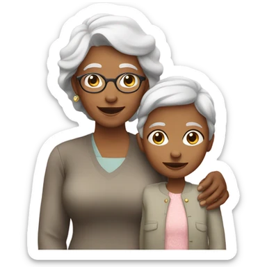Grandmother with a girl sticker