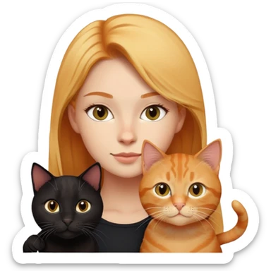 Blond woman 18 year old with cats (ginger male and black female - 1 year old) sticker