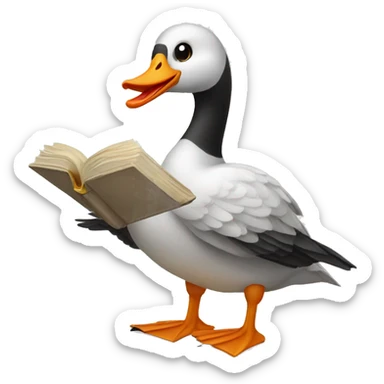 goose holding a book sticker