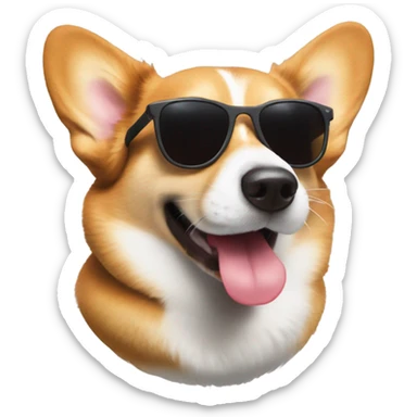 Corgi sticking out tongue and sunglasses sticker
