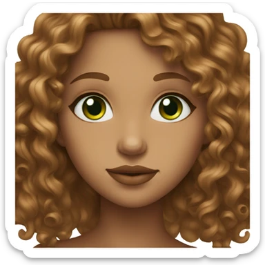 Curly brunette with long hair green eyes brown skin and plump lips  sticker