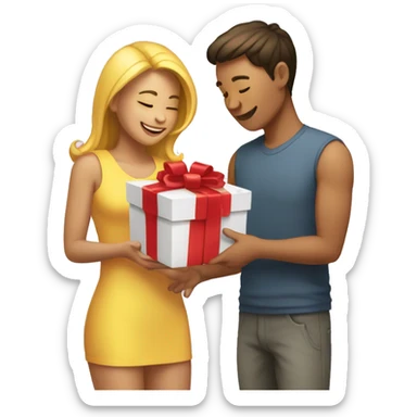 genderless yellow-skinned emoji person receiving a gift sticker