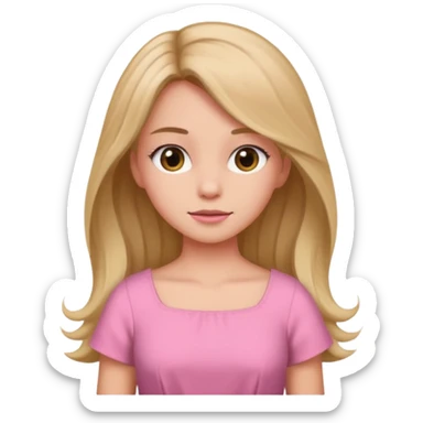 Girl with loose hair in a pink dress sticker