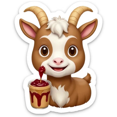 cute baby goat eating peanut butter and jelly  sticker