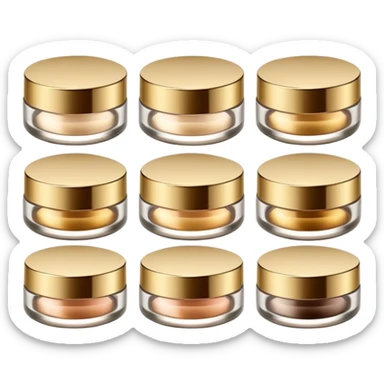 PVarios rodutos de beleza com tampa dos potes dourados e fundo transparente pra usar como figurinha sticker