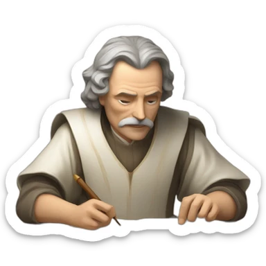 Escriba en un viejo scriptorium sticker