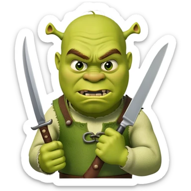 Shrek with a knife sticker