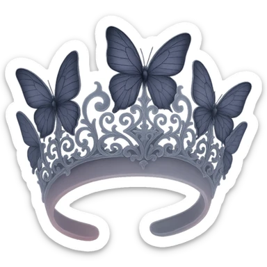 Elegant butterfly crown with darker matte pink base, purple butterflies, gothic filigree, mysterious vibe, transparent background. sticker