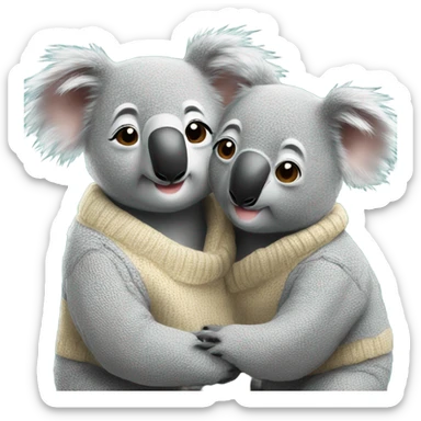 Koala kissing another koala with the two of then wearing a sweater  sticker