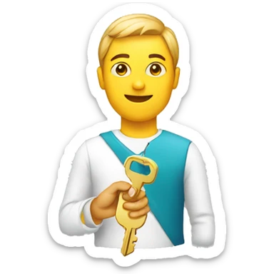 person holding a key sticker