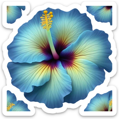 Blue hibiscus flower sticker