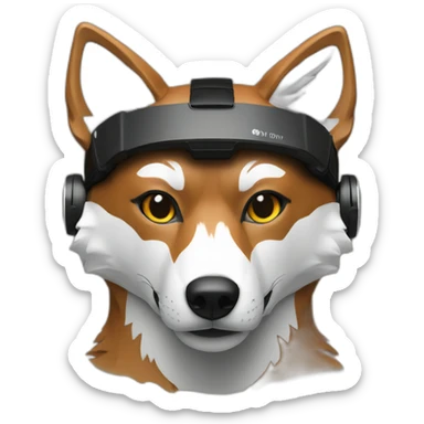 red wolf with white oculus virtual reality headset sticker
