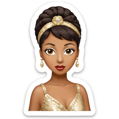 Josephine Baker with dark brown hair, cream sequin outfit sticker