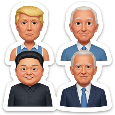 Donald Trump vs Kim Jong Un vs Joe Biden sticker