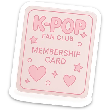 pink kpop fan club membership card, cute and trendy sticker