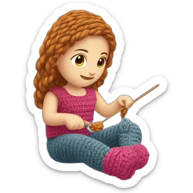 girl crocheting sticker