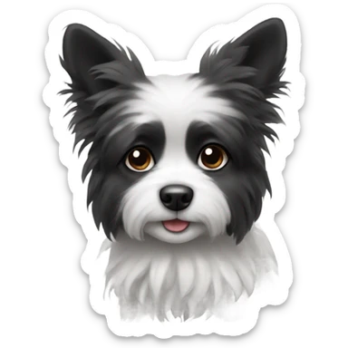 black and white fluffy small dog sticker