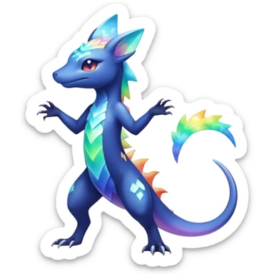 Rainbow crystalic Shiny pastel Nebulae Salandit-Meowstic-Noibat-Fakémon-hybrid-creature (full body)  sticker