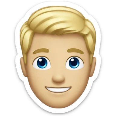 Blonde dude with short hair smiling and blue eyes sticker
