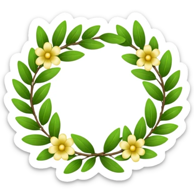 A flower laurel wreath with thicker leaves. sticker