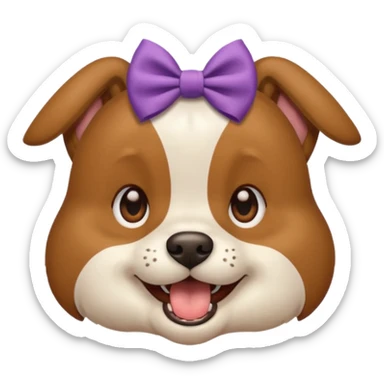 A dog with a bow on the right ear just the face and its mouth open  sticker