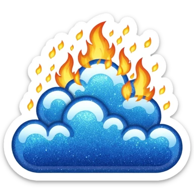 blue marine glitter fire sticker